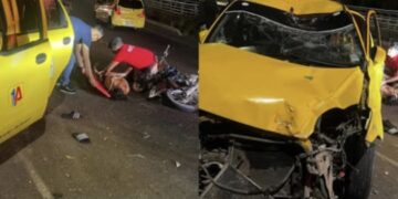 Pareja lesionada tras choque entre taxi y motocicleta en la vía del Ziruma
