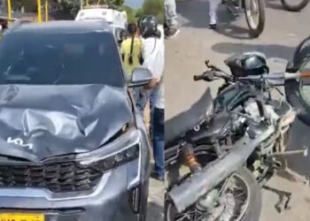 Violento choque entre camioneta y motocicleta dejó dos heridos en Santa Marta – CC Las Palmas