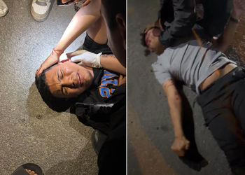 Fuerte choque entre motocicletas deja dos heridos graves frente a la Terminal de Santa Marta